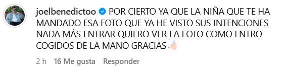 El comentario de Joel Benedicto a la publicación de Javier de Hoyos