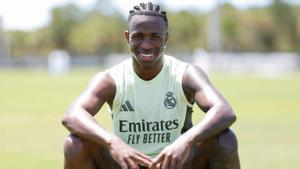 Vinicius, a su llegada a EEUU, en una entrevista con Real Madrid TV.