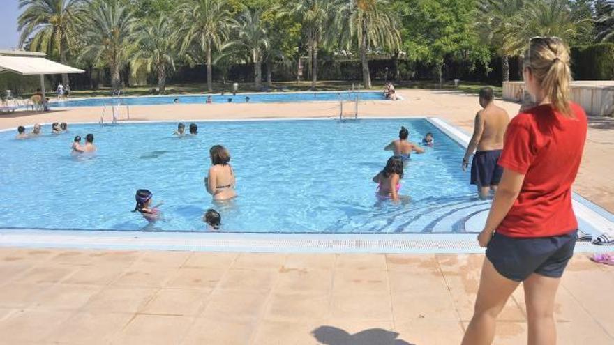 Una piscina municipal de Elche, donde acuden vecinos de Crevillent, ante la falta de una instalación en el municipio.