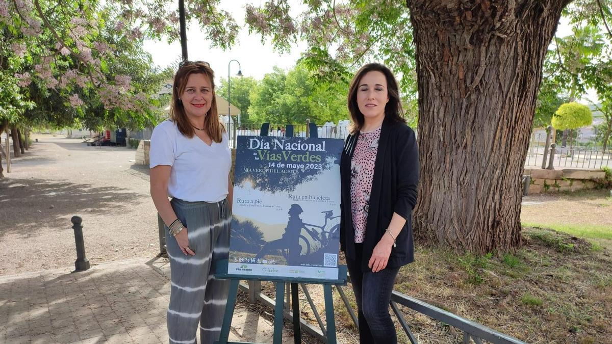 Cati Molina y Carmen Cantero, en presentación del Día de las Vías Verdes, este jueves en Lucena.