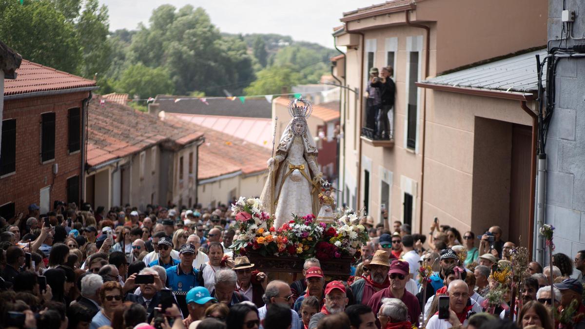 Romería de La Hiniesta: la Virgen de la Concha a su llegada.
