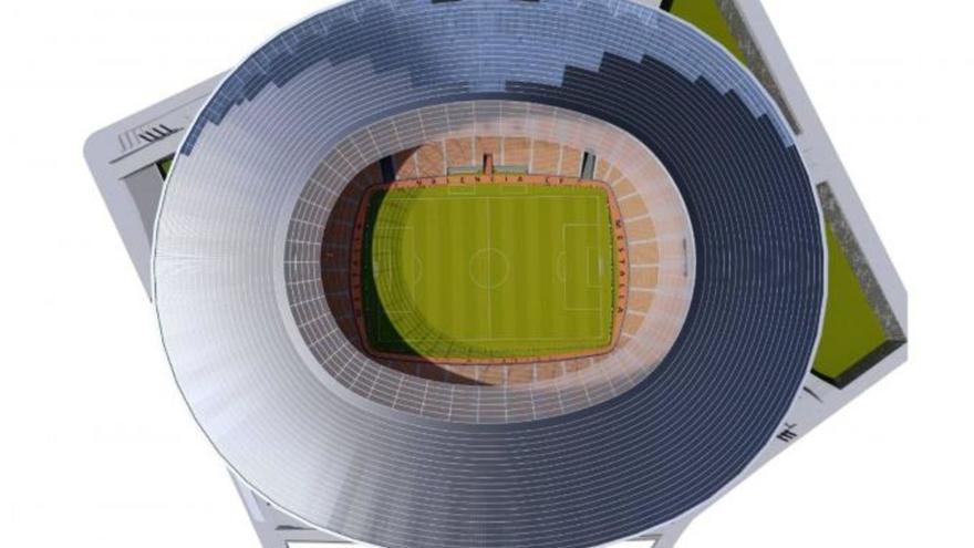 Figuración del futuro Mestalla y la documentación de la FIFA.