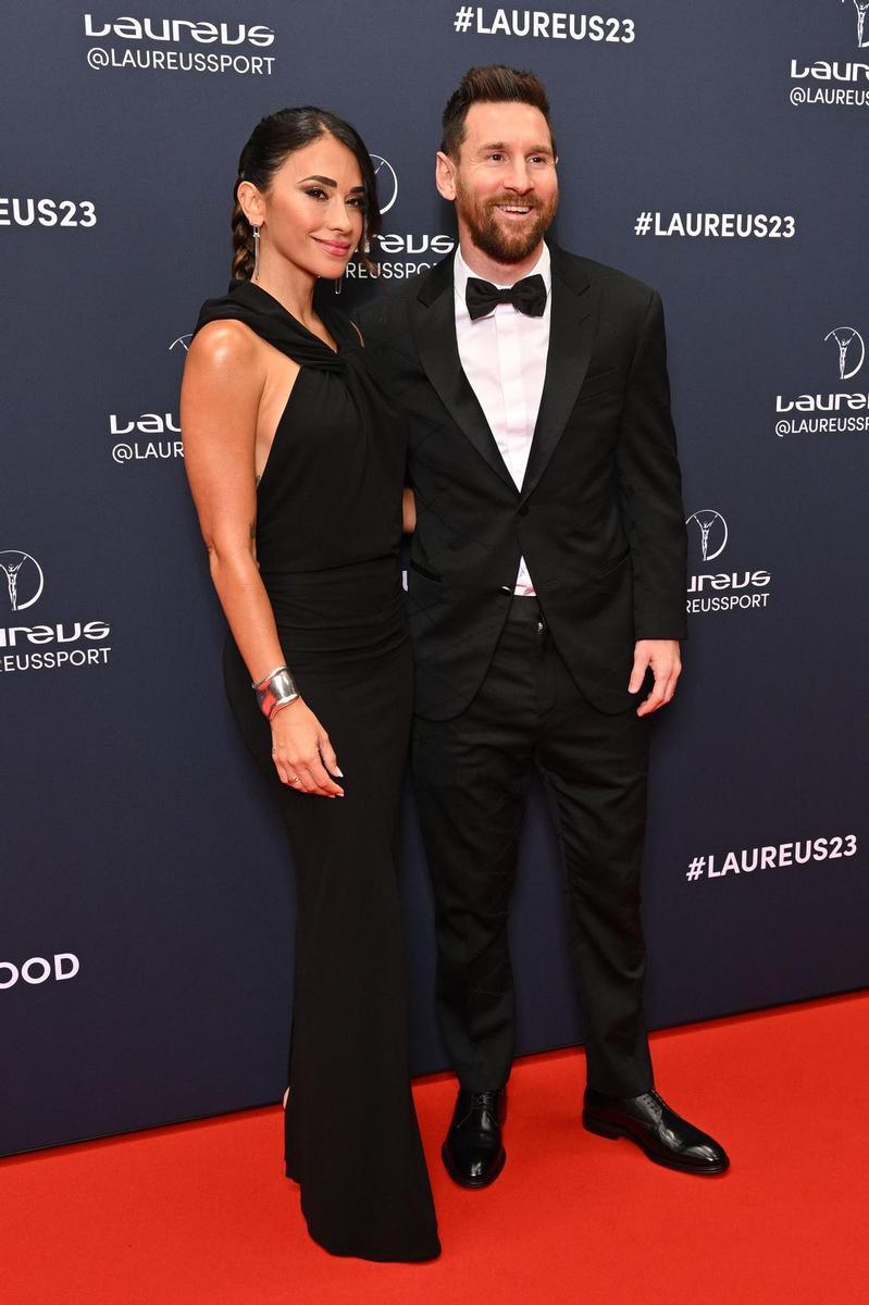 Lionel Messi y Antonella Rocuzzo en los Premios Laureus 2023