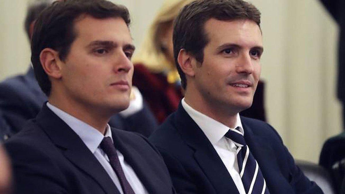 El líder de Ciudadanos, Albert Rivera (izquierda), y el del PP, Pablo Casado, en una imagen de archivo.