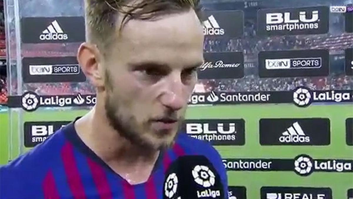 Rakitic atendió a los medios tras el empate en Mestalla