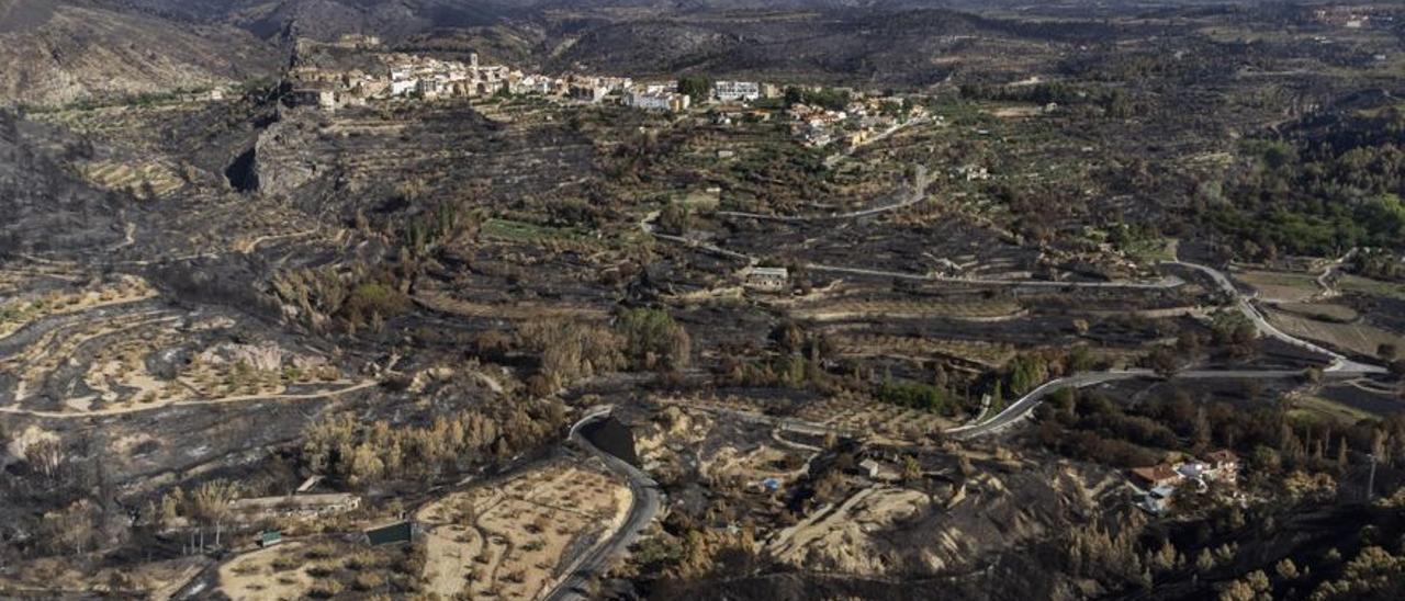 Las consecuencias del incendio de Bejís, a vista de dron.
