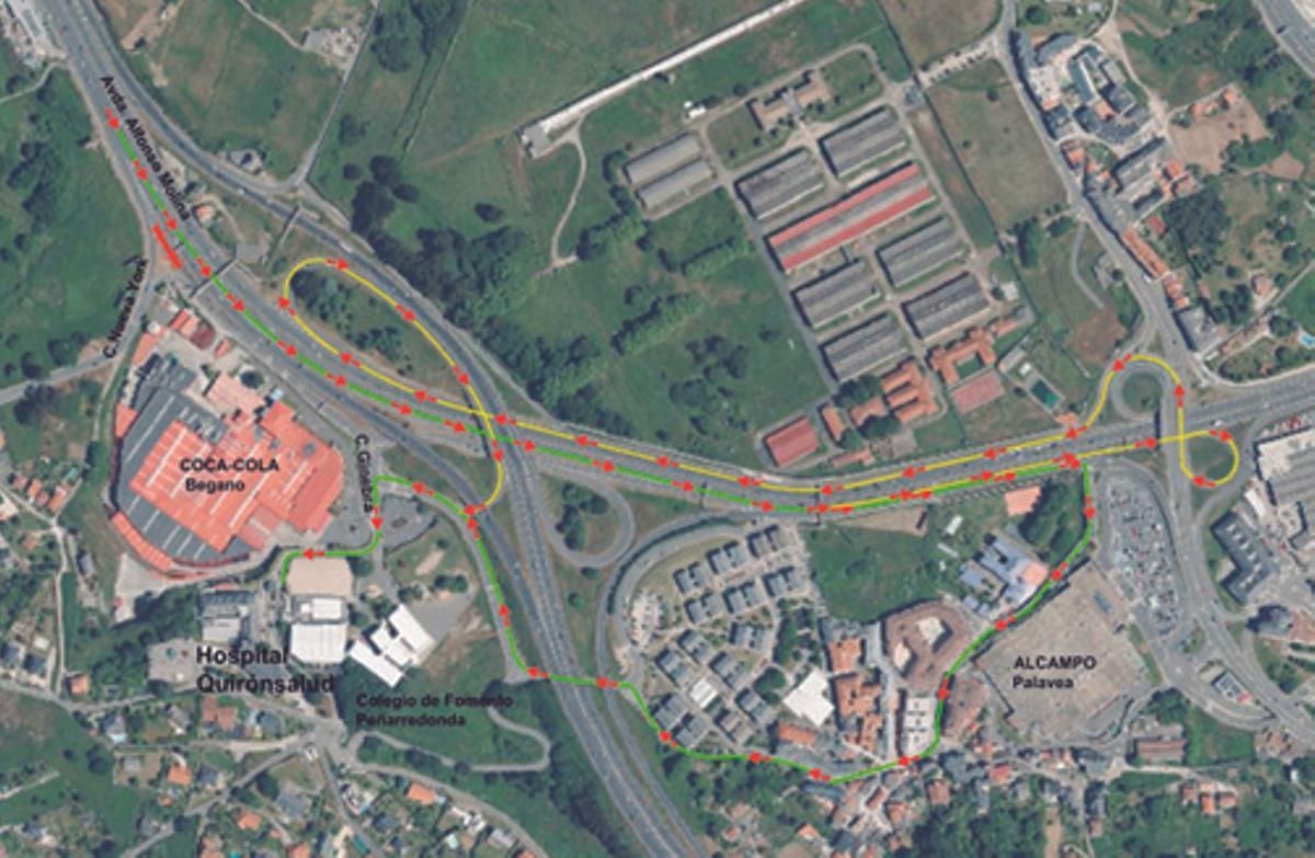 Mapa del corte de los itinerarios alternativos