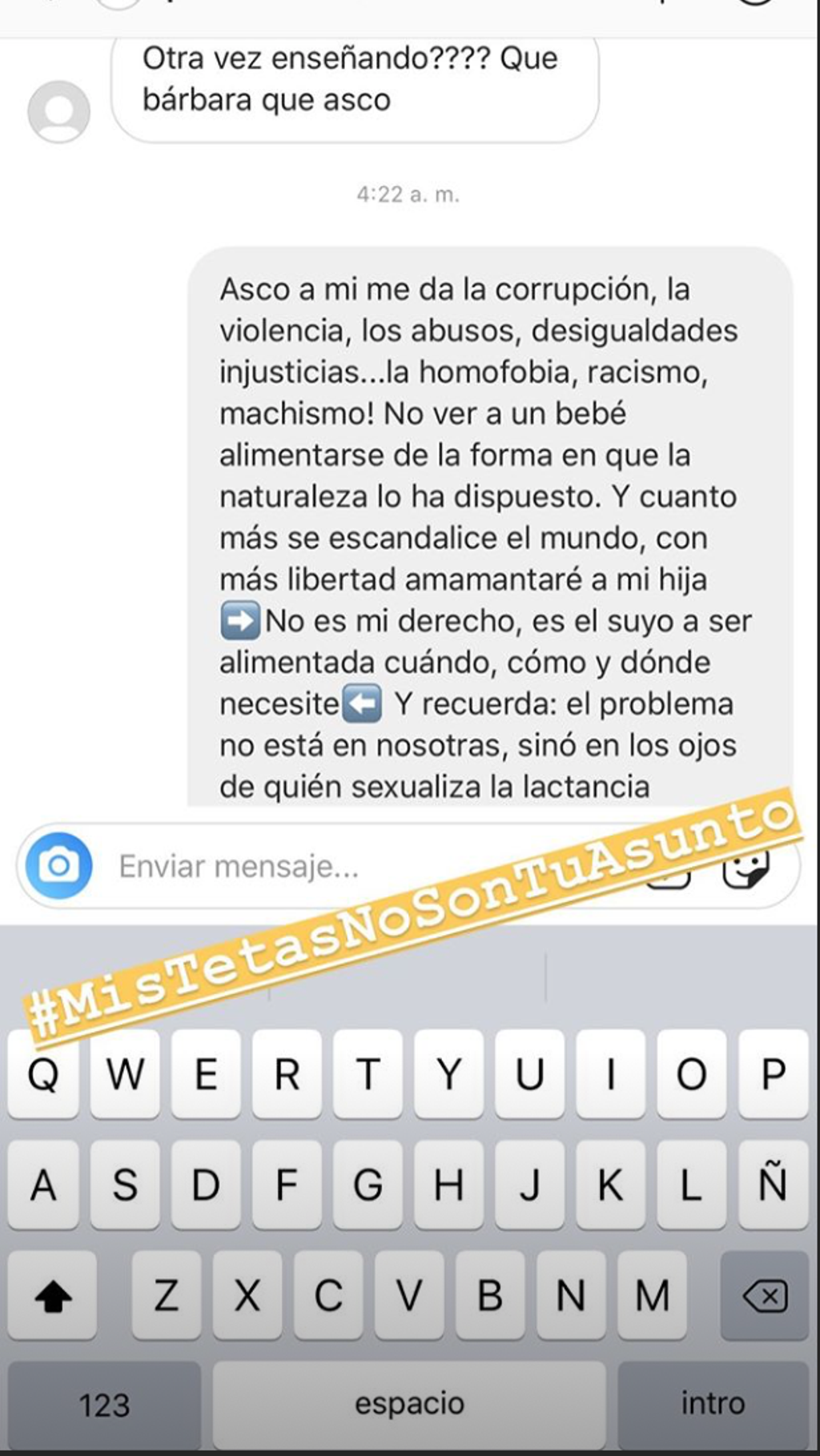 Verdeliss responde a los 'haters' de la lactancia