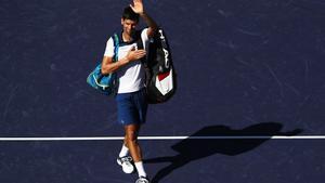 Novak Djokovic, en el momento de su despedida de Indian Wells.