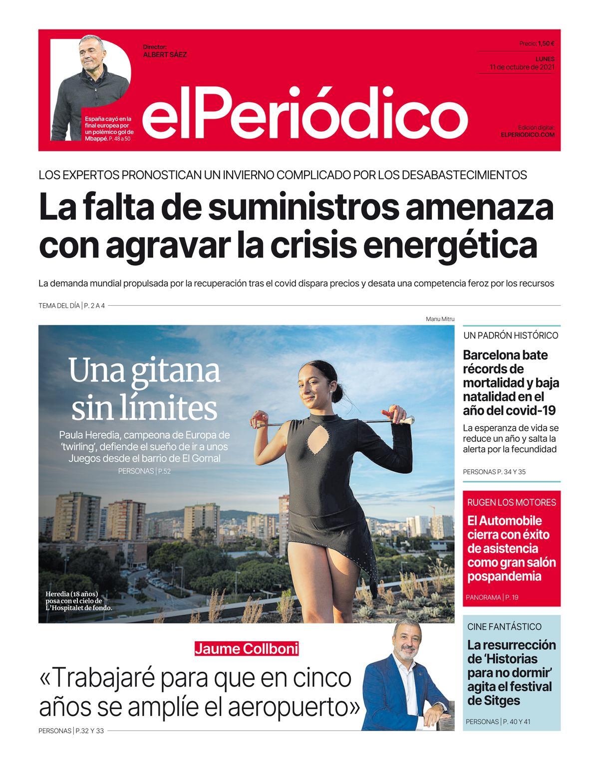 La portada d’EL PERIÓDICO del 11 d’octubre del 2021