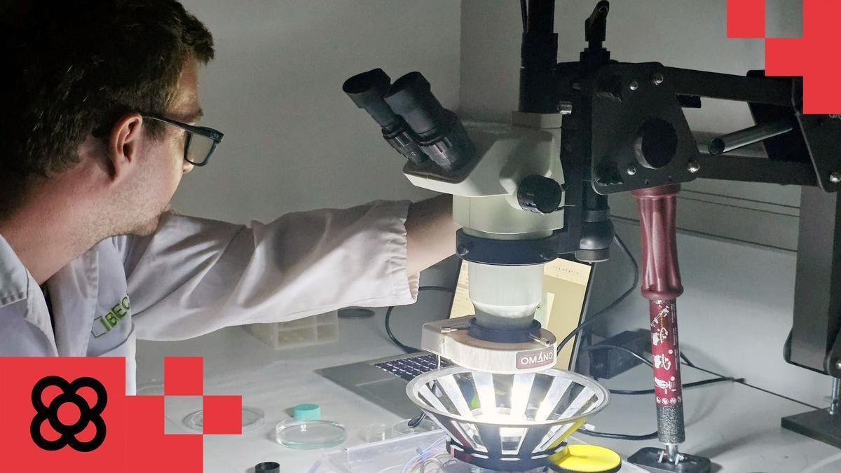 Un científico trabaja en un laboratorio del IBEC en el desarrollo de fármacos activados con luz frente a la ceguera.