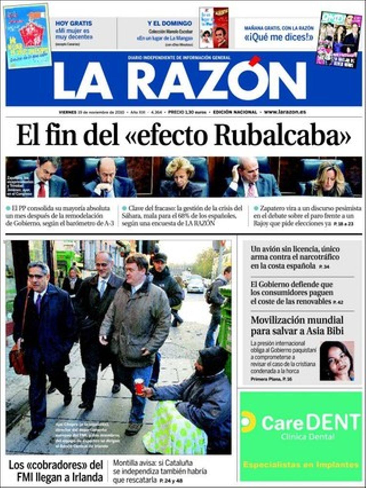 A les pàgines interiors, ’La Razón’ també destaca que Obama també col·loca la ’ciberseguretat’ a l’agenda de la cimera de l’OTAN, i La més important filtració militar de la història d’Israel; que El PP defensa que a Catalunya, almenys, una de cada tres classes sigui en espanyol, i que el Síndic investiga la Generalitat per la venda de vivenda protegida.