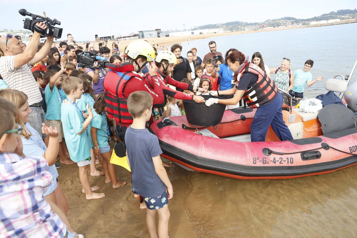 La vuelta al mar de la tortuga lora rescatada en Gijón tras recuperarse en el Acuario, en imágenes La vuelta al mar de la tortuga lora rescatada en Gijón tras recuperarse en el Acuario, en imágenes