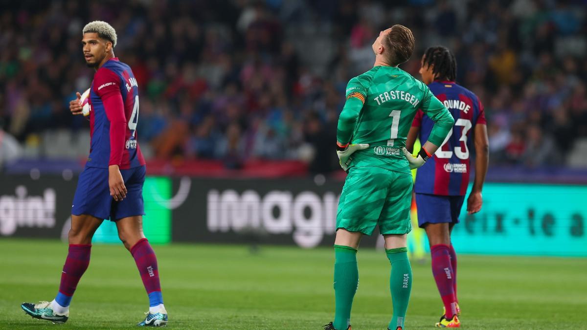 Ter Stegen lamentándose por su error ante el Valencia