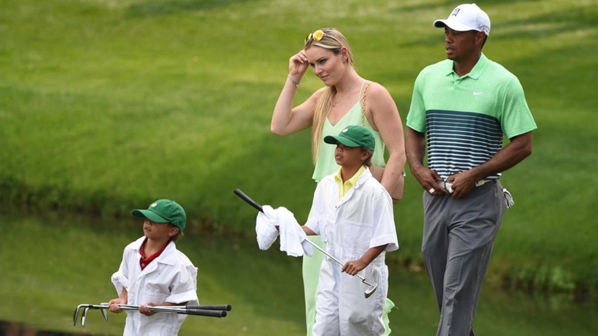 Woods, con sus hijos en el Masters de 2015