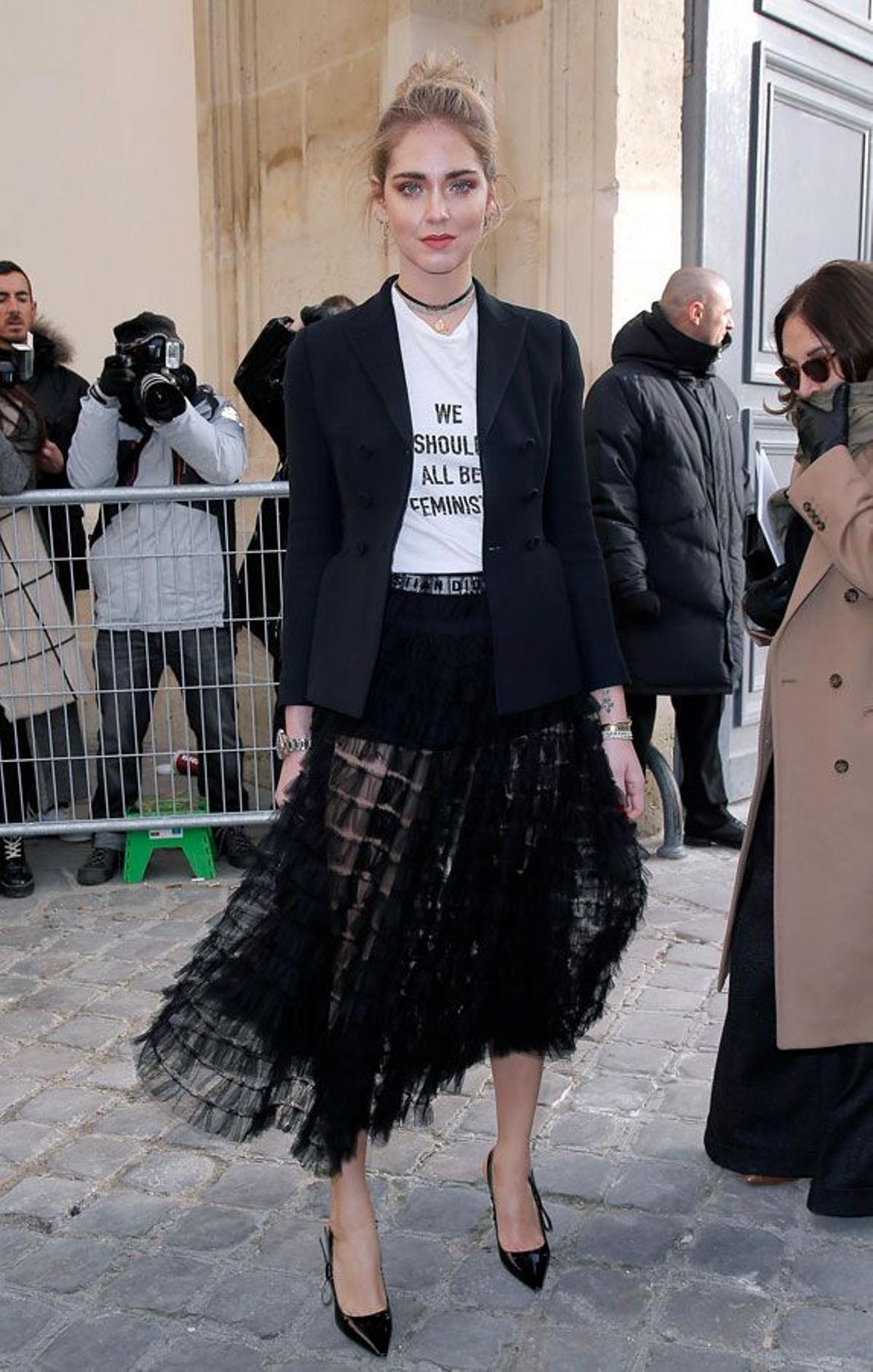 Chiara Ferragni con falda de tul de Dior