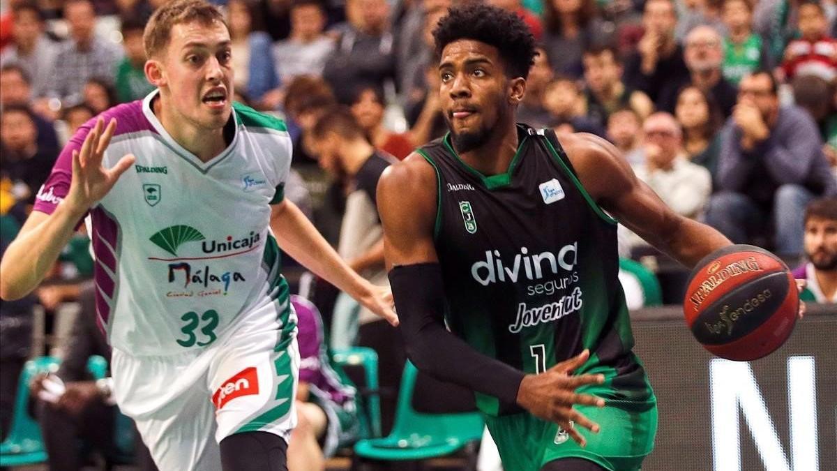 El alero verdinegro Sawn Dawson, en el partido frente al Unicaja en Badalona