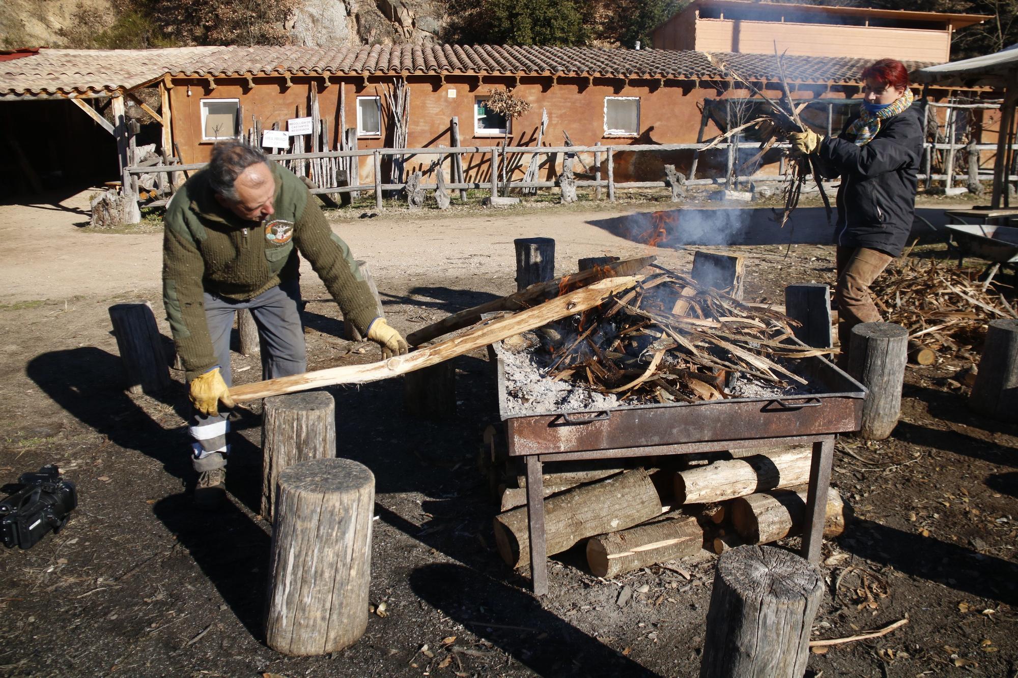 Una empresa treballa la fusta de castanyer de forma artesanal al Montseny