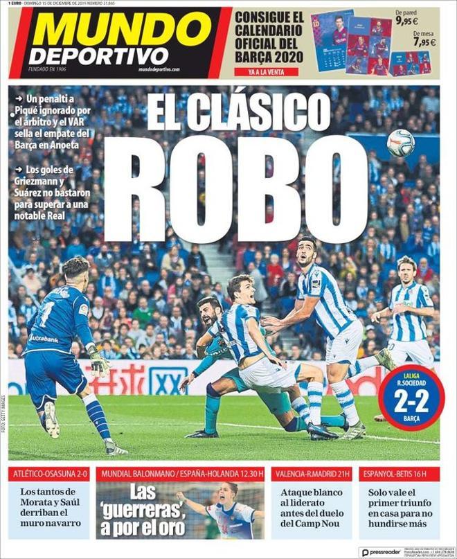 La portada de Mundo Deportivo del 15 de diciembre