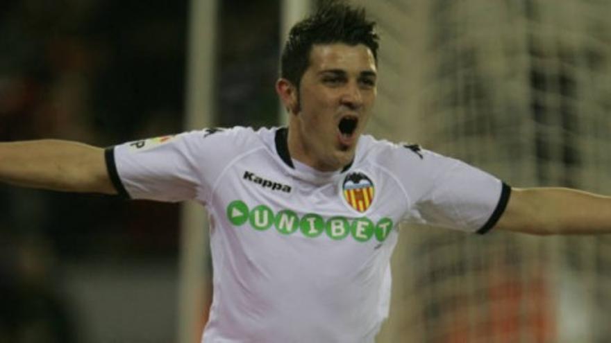 Los 28 goles de David Villa en su última temporada en el Valencia