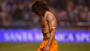 Carles Puyol, en Riazor, tras el Deportivo-Barça de la temporada 2007-08.