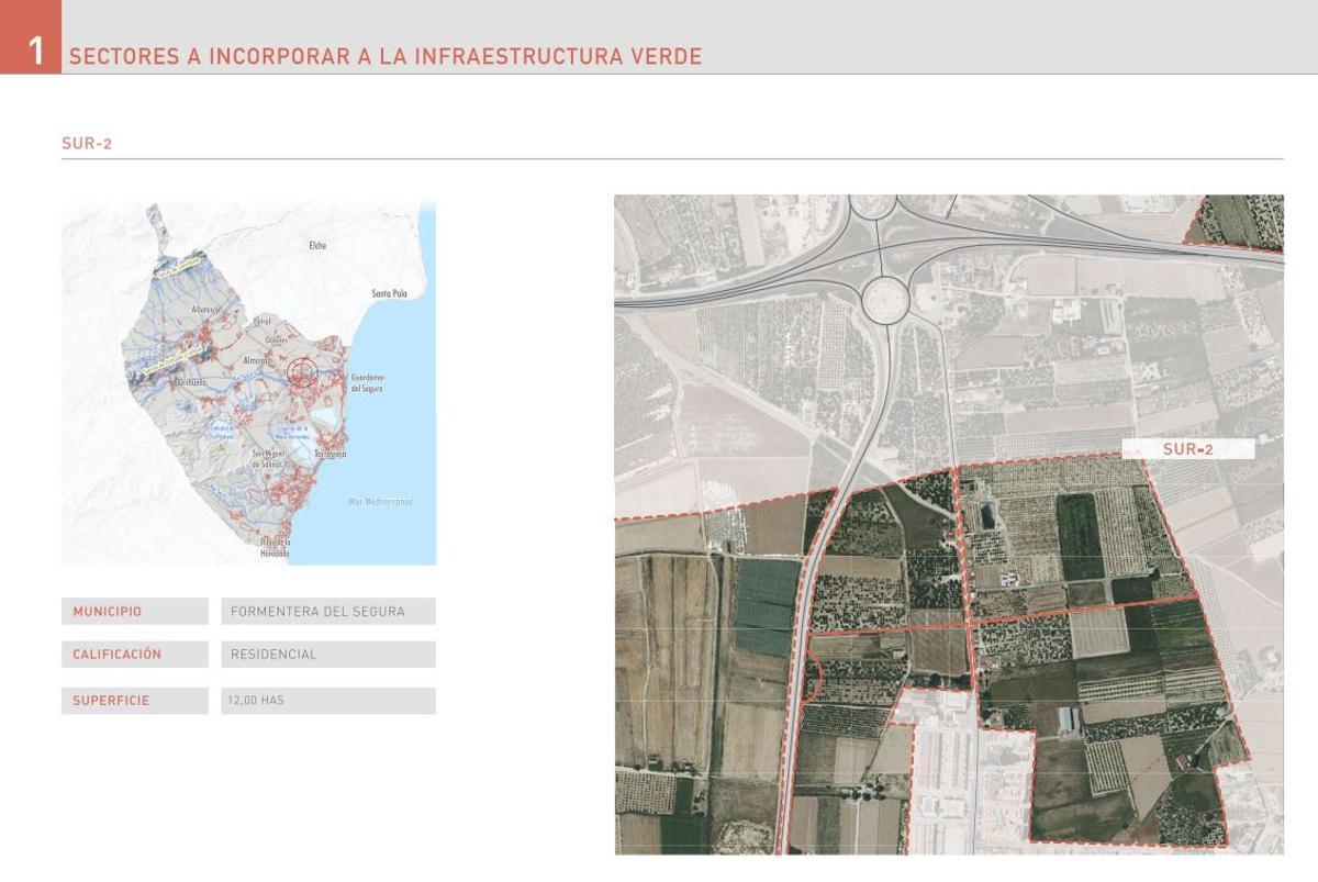Ficha de la versión preliminar del PAT en la que se plantea eliminar el suelo urbanizable del SUR-2 en Formentera del Segura