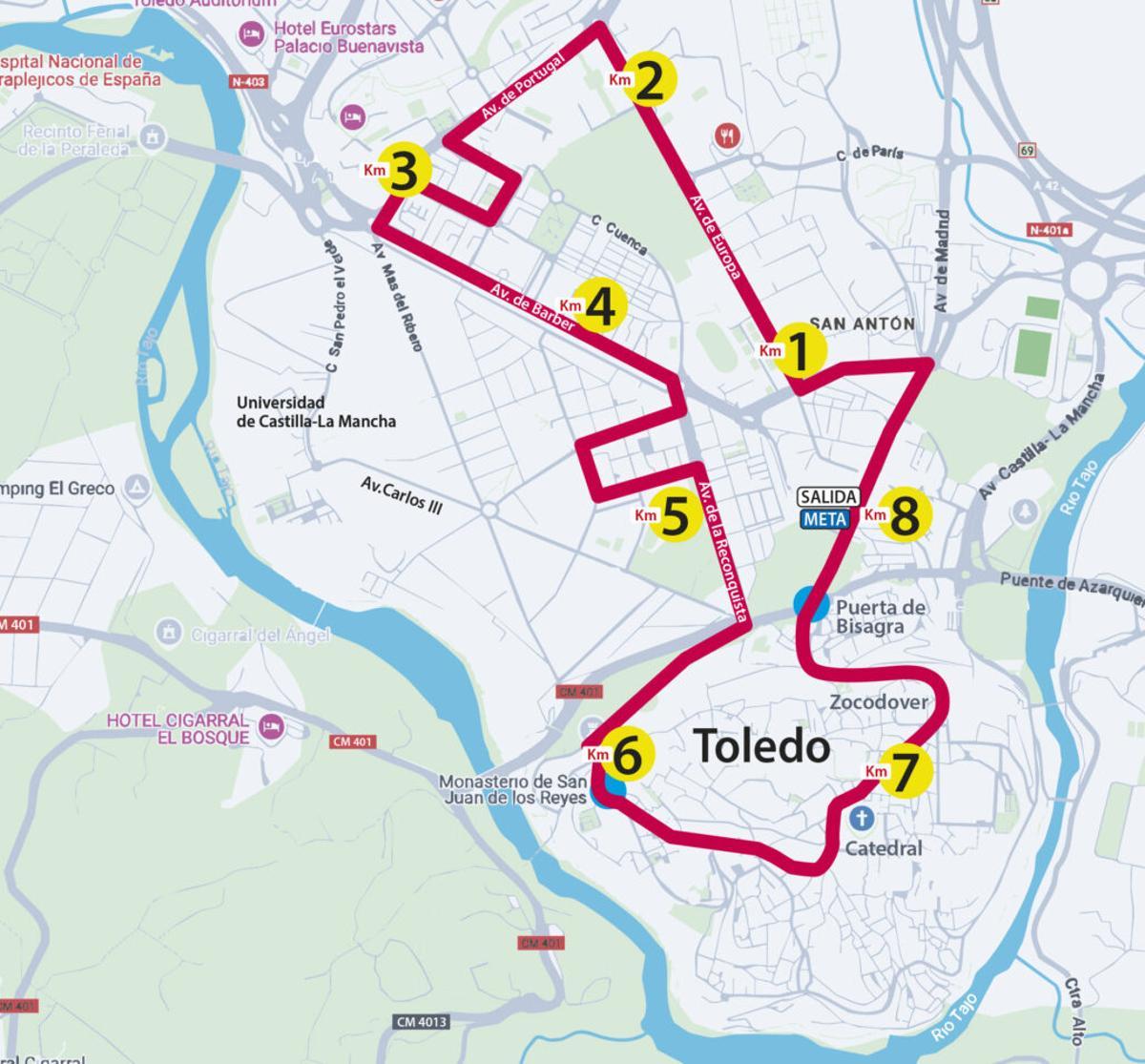 Recorrido carrera absoluta San Silvestre Toledana