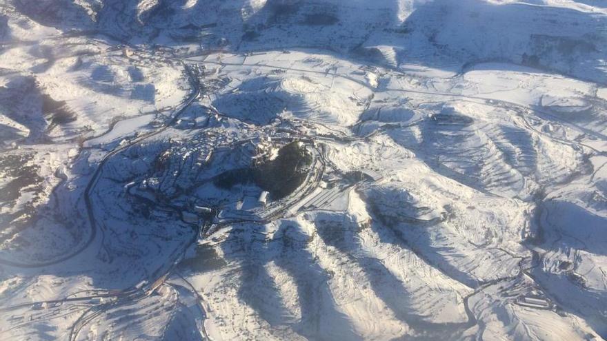 La Aemet elige una foto aérea de la gran nevada en Morella como imagen del año