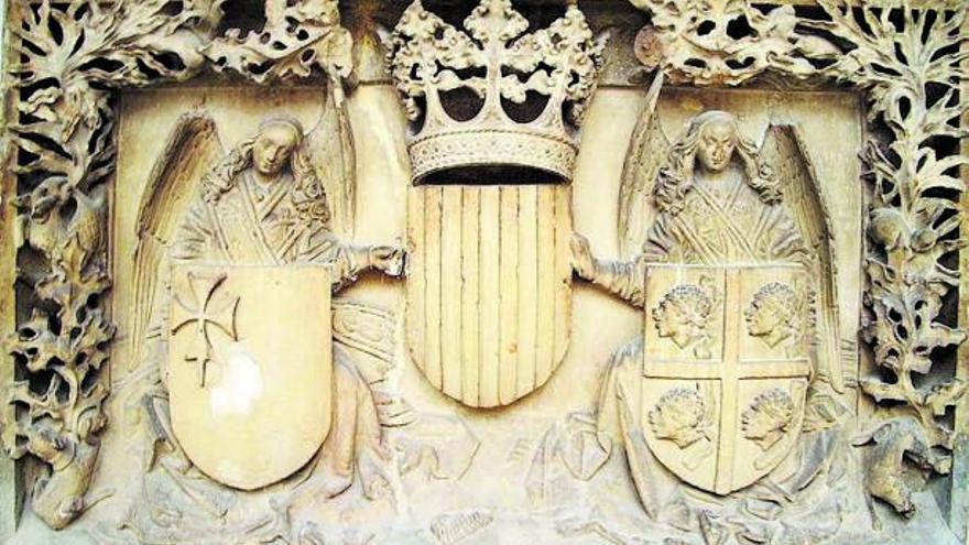 Escudos del Palacio de la Diputación General del Reino de Aragón, uno de los pocos restos que quedan.