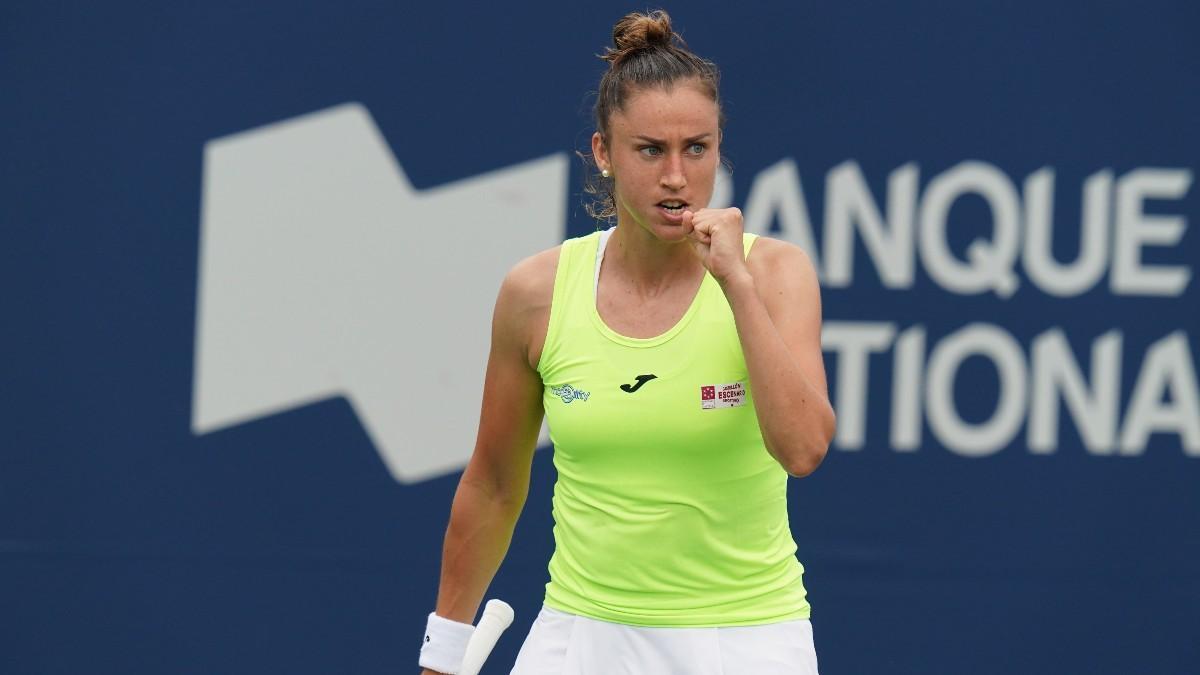 Sara Sorribes celebrando su tirunfo hoy en Montreal