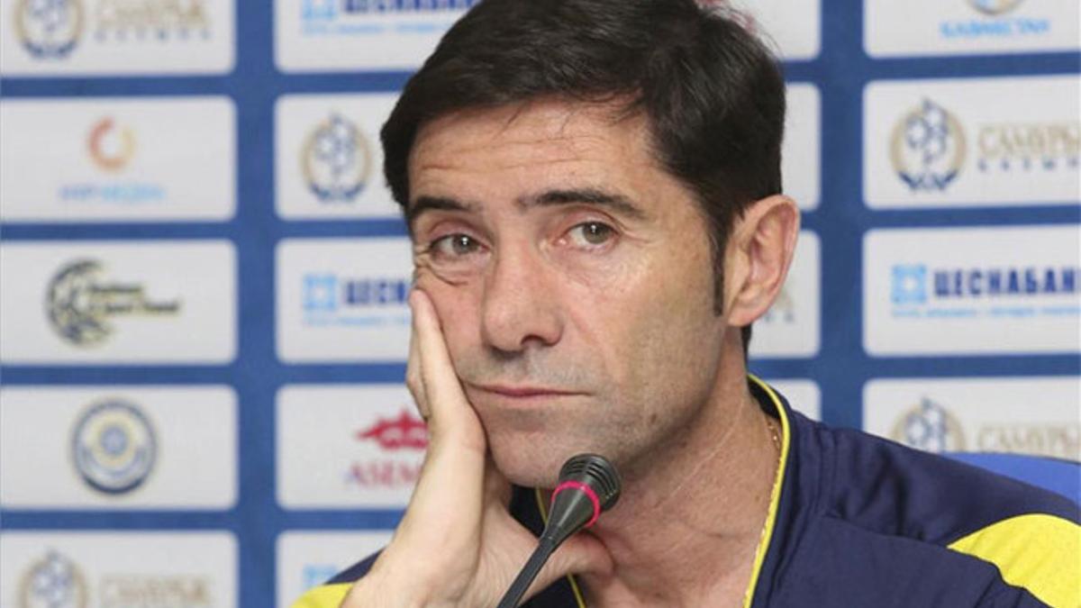 Marcelino, durante la rueda de prensa