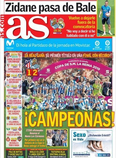 Portada AS domingo 12 mayo 2019