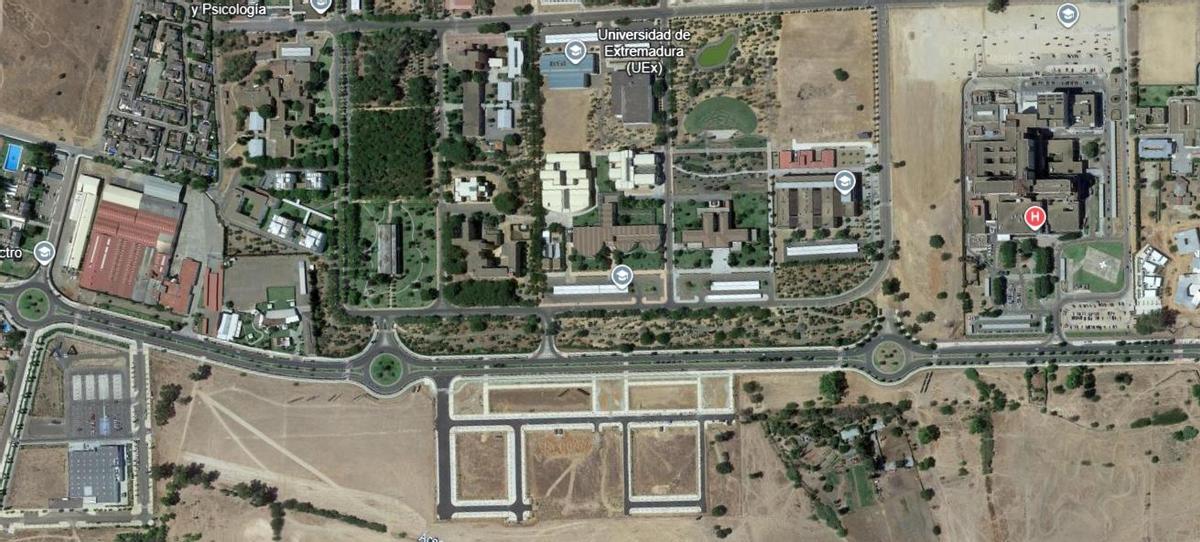 Vista aérea en 2017 del inicio de los trabajos de urbanización del nuevo sector residencial de la avenida de Elvas.