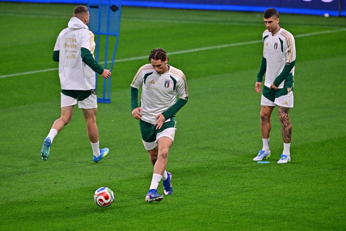 Entrenamiento de la selección de Italia.