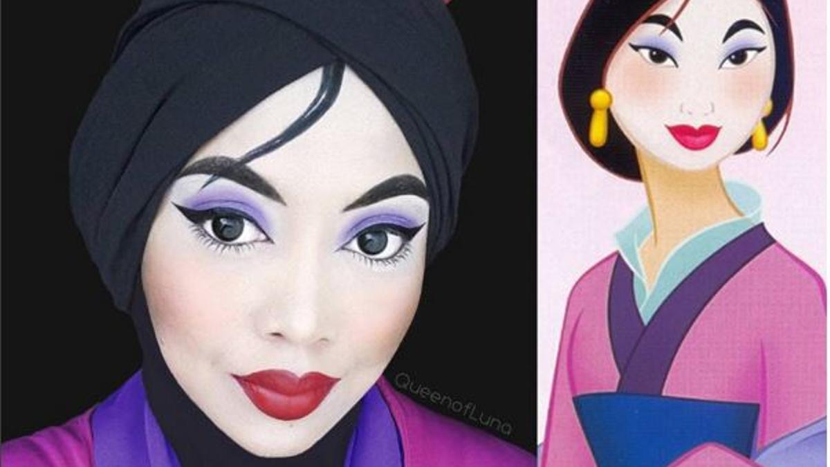 El arte de 'Queen of Luna' con un 'hijab' y maquillaje