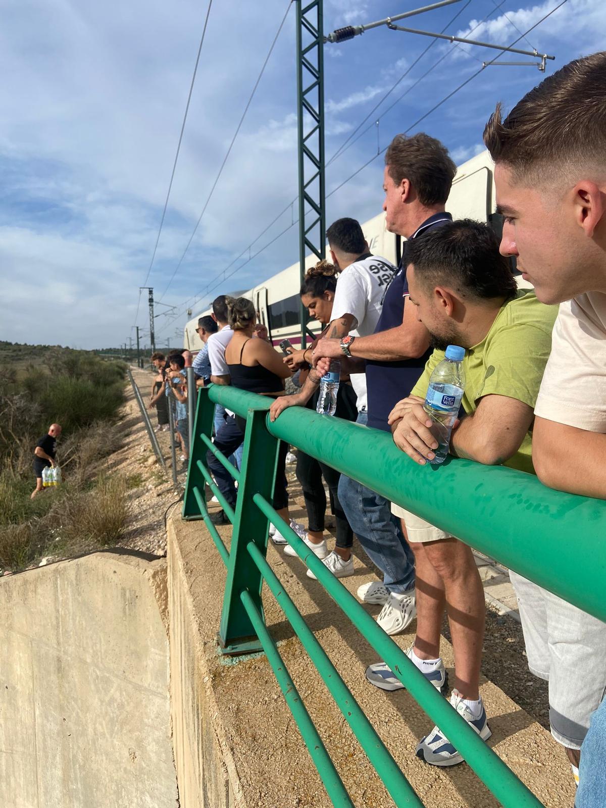 Pasajeros fuera del tren, en mitad del trayecto hacia Madrid