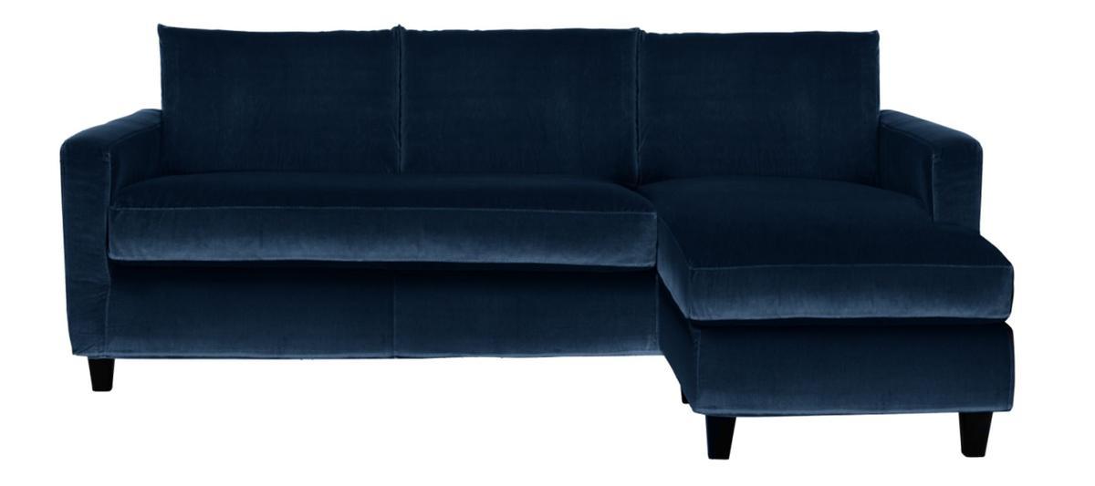 Decoración en terciopelo: sofá rinconero azul de Habitat