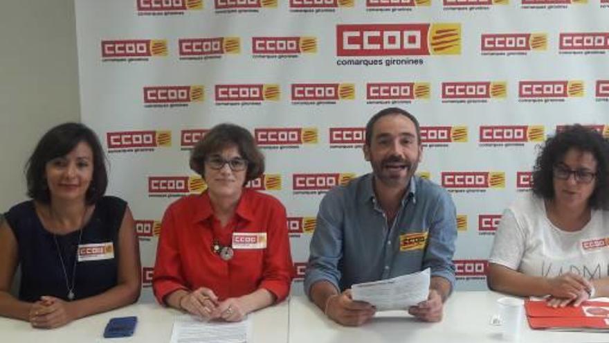 Els responsables de la Federació d&#039;Educació de CCOO a Girona.