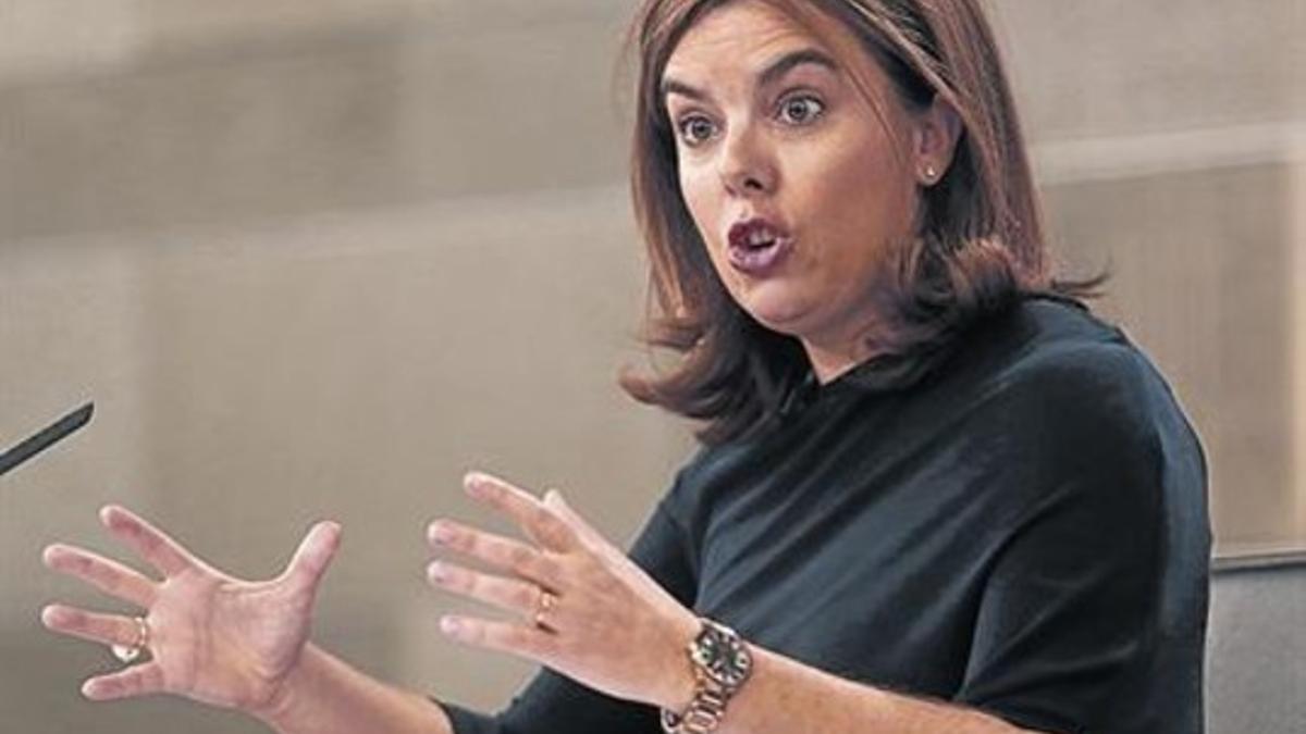 La vicepresidenta del Gobierno, Soraya Sáenz de Santamaría, en la Moncloa.