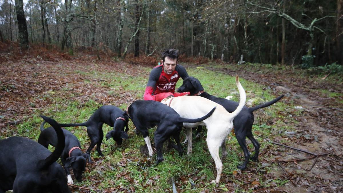 Alejandro Gómez, con sus perros, el año pasado // Alba Villar