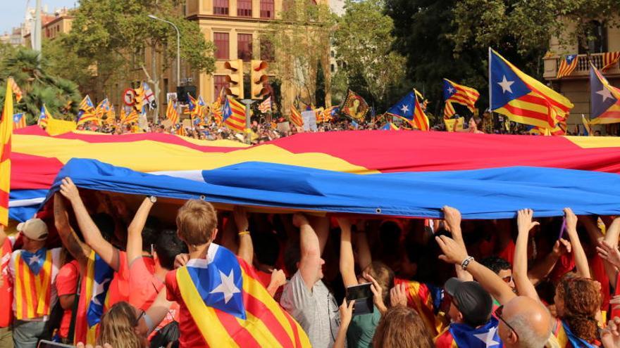 Imatge d&#039;una estelada durant la diada de l&#039;11 de setembre de l&#039;any 2018