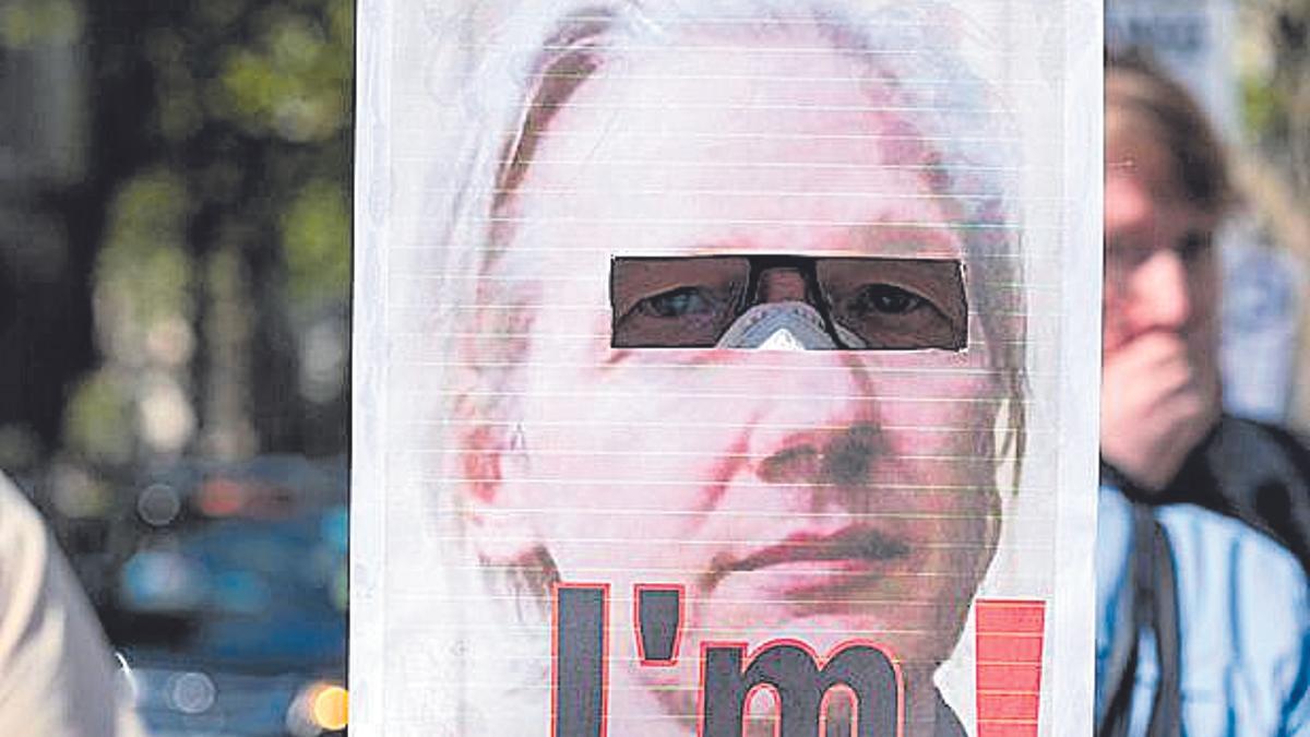 Manifestación en Londres en apoyo de Julian Assange.