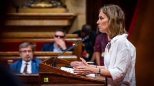 La líder de los Comuns en el Parlament, Jéssica Albiach, durante un pleno en el hemiciclo