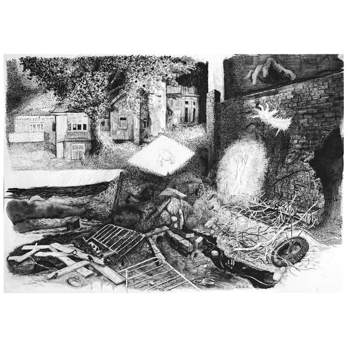 Uno de los dibujos de la exposición