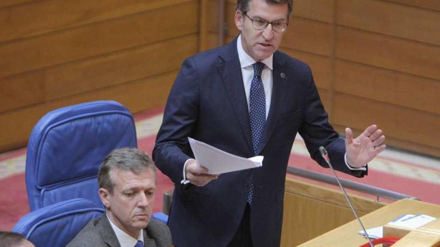 Feijóo, ayer, en su intervención en el Parlamento.