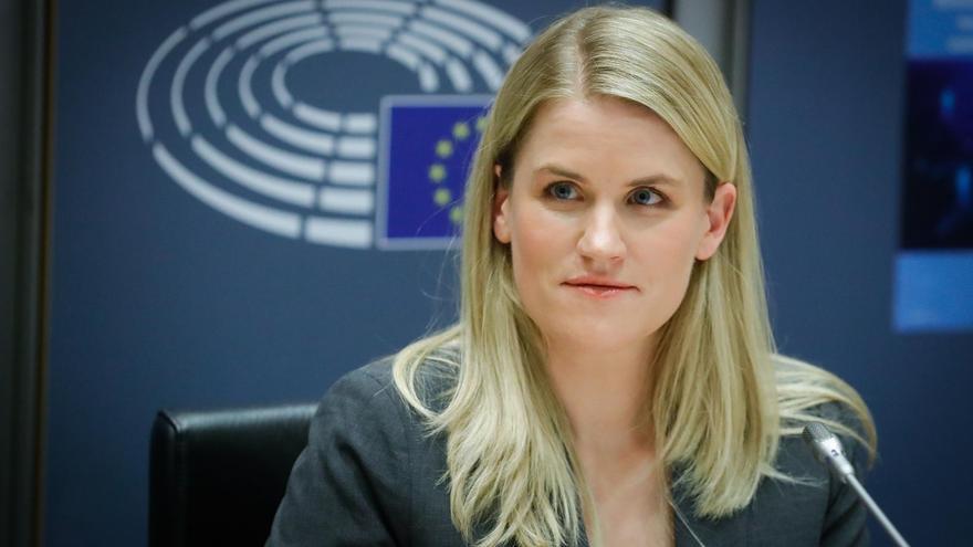 Frances Haugen, exingeniera de Facebook, durante su comparecencia en el Parlamento Europeo.