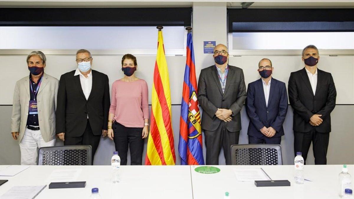 Los integrantes de la Mesa del Voto de Censura contra Josep Maria Bartomeu