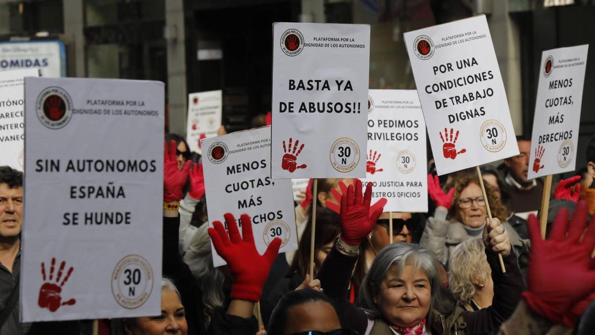 Manifestación de autónomos asturianos en Oviedo, en una imagen de archivo.