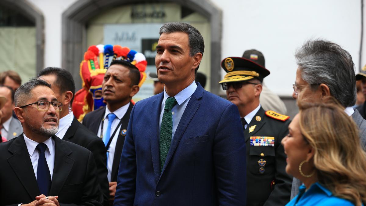 Pedro Sánchez, durante su visita a Ecuador.