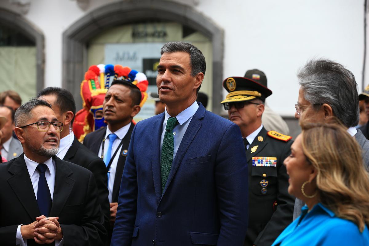 Pedro Sánchez, durante su visita a Ecuador.